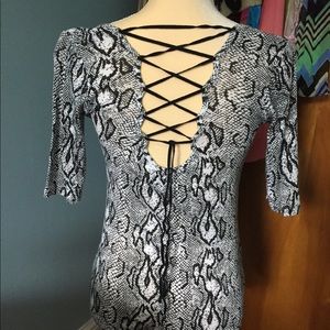 Women's Snakeskin Back Lace Up Top